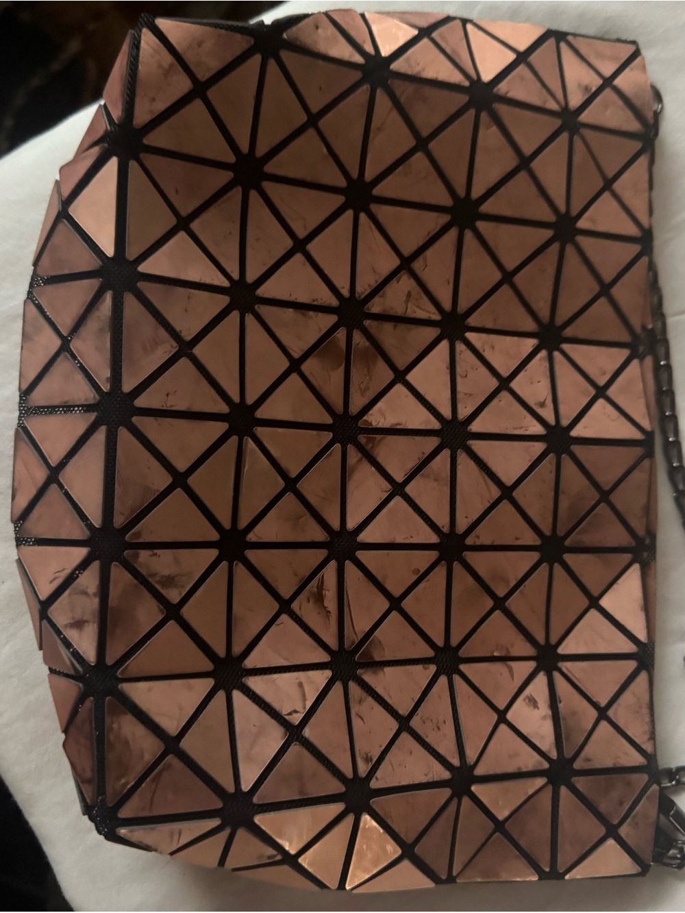 Women's Metallic Rose Gold Geometric Shoulder Bag